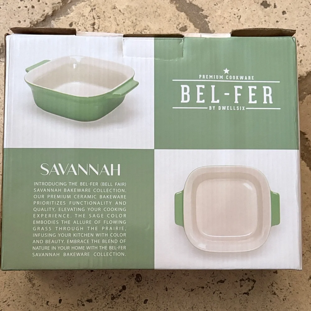 Bel-Fer Sage Green Ceramic Bakeware 8” BNW